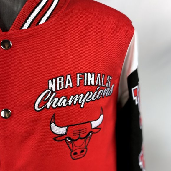 CHICAGO BULLS 6 TIME NBA FINALS COTTON CHAMPIONSHIP JACKET   M L XL 2X - Picture 6 of 7